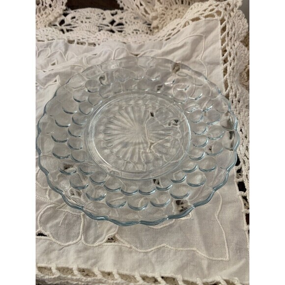Vintage Anchor Hocking Blue Sapphire Bubble Glass Dessert Plate 7" diameter - Picture 2 of 4